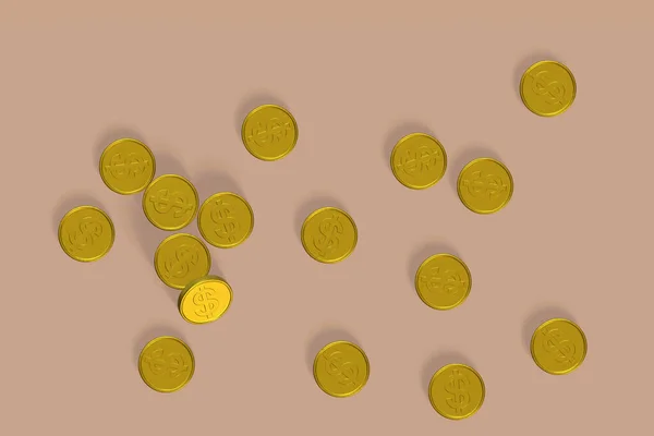 Gyllene Mynt Bakgrund Med Tjäna Vinst Koncept — Stockfoto