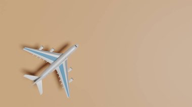 Turuncu arka planlı 3 boyutlu hava uçağı illüstrasyonu