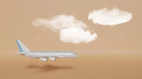 Turuncu Arka Planlı Boyutlu Hava Uçağı Illüstrasyonu — Stok fotoğraf