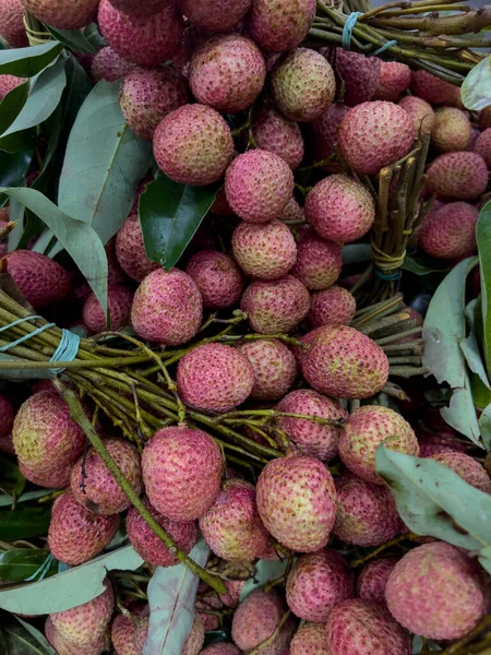 Lichia Frutas Locais Mercado Tailandês — Fotografia de Stock