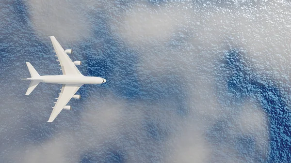 Turuncu Arka Planlı Boyutlu Hava Uçağı Illüstrasyonu — Stok fotoğraf