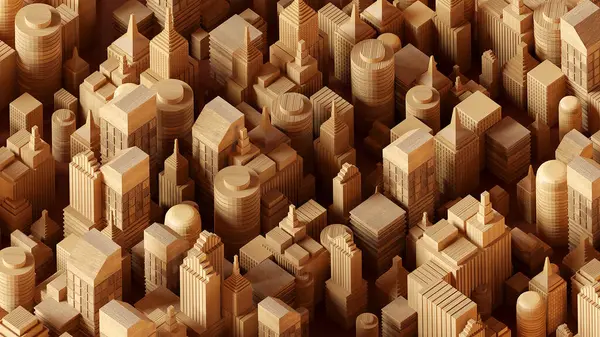 Render Wooden Cityscape Concept — Stock Photo, Image