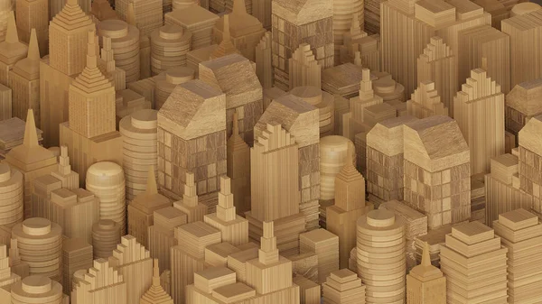 Render Wooden Cityscape Concept — Stock Photo, Image