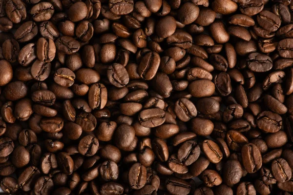 Kávová Zrna Zavřít Pozadí — Stock fotografie