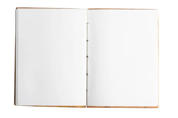 Caderno Papel Branco Com Isolamento Capa Woonden — Fotografia de Stock