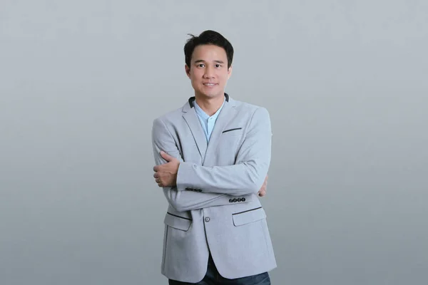 Asiático Tailandês Homem Negócios Ara Sorriso Isolado — Fotografia de Stock