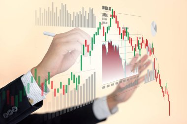 Yüzen ikona sahip iş adamı yatırım stoğunun düşüş eğilimini gösteriyor