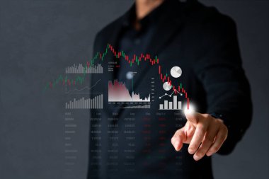 Yüzen ikona sahip iş adamı petrokimyasal endüstriyel eğilimi gösteriyor.