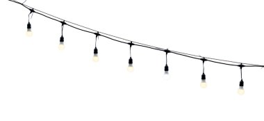 Süsleme için asılan kablolar beyaz üzerine izole edilir