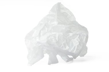 Beyaz Buruşuk yarı saydam parlak kağıt beyaz üzerine izole