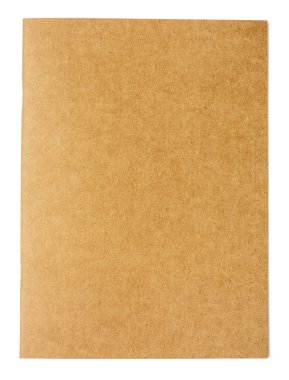 Düz kahverengi kapaklı defter beyaz üzerine izole