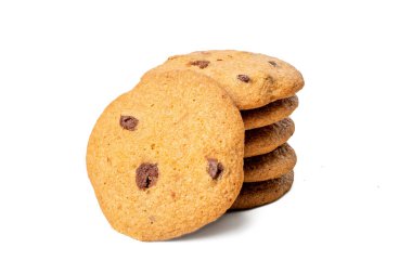 Çikolata parçalı kurabiyeler, yüksek çözünürlüklü kamera ile çekildi.