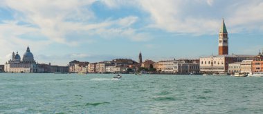 Doges palace and St. Marco tower from water, Venice, Italy.