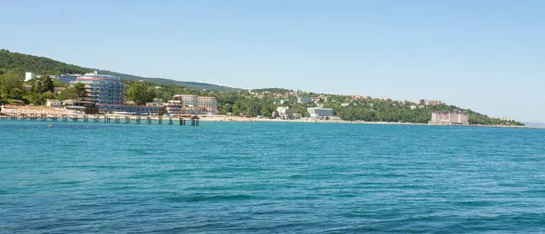 stock image Sea coast with beaches and hotels Sirius, Azalia, Marina and Palace, St. St. Constantine and Helena, Varna, Bulgaria.