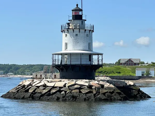 stock image Spring Point Ledge Lighthouse in South Portland, Maine USA