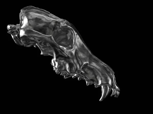 Dark Metal Wolf Skull Upper Jaw Part Only Side View — Stock Photo, Image