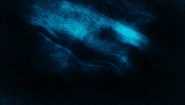 Abstract Blue Energy Waves Pulsing Throughout Black Background — Vídeo de stock