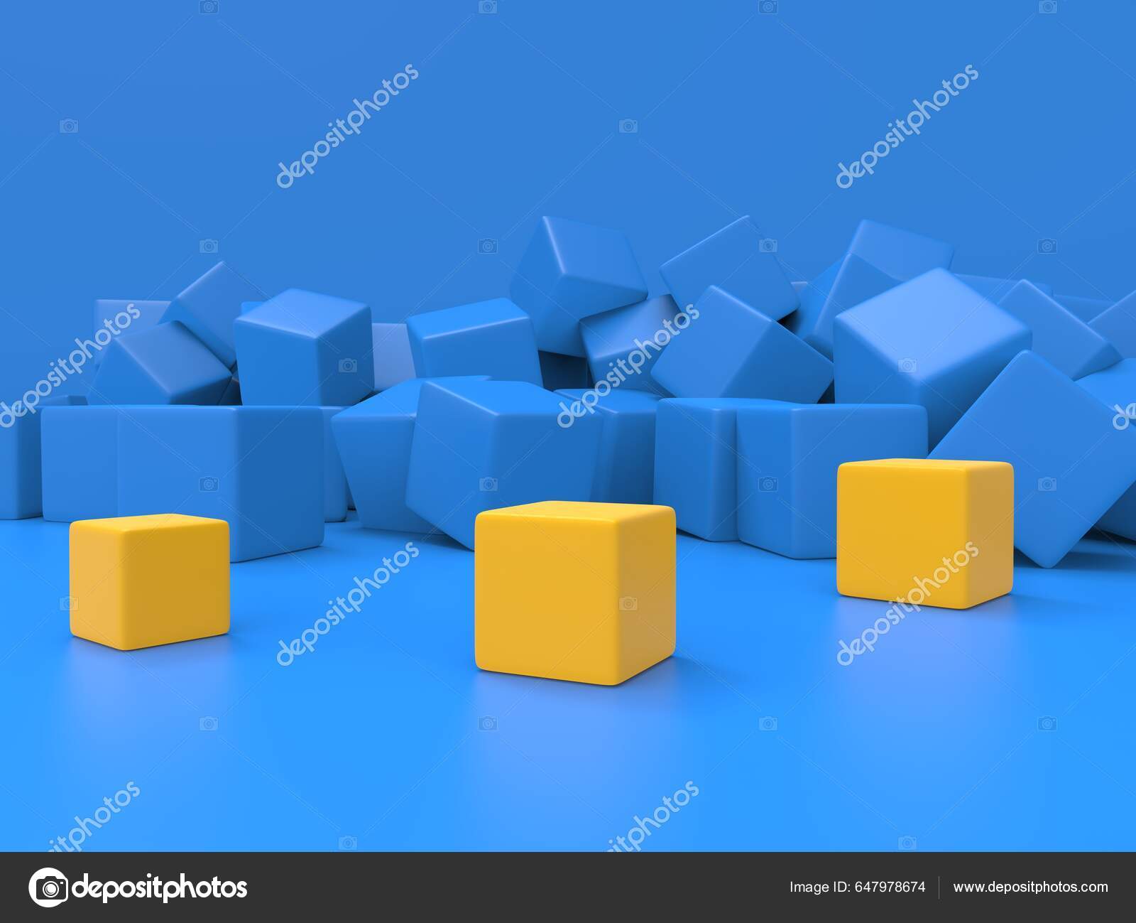 Blue Yellow Cubes Yellow Background, HD wallpaper