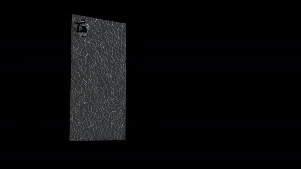 Fensterglas Zerbricht Mehreren Stellen Vfx Element Isoliert Auf Schwarzem Hintergrund — Stockvideo