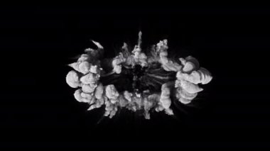 Büyük çarpışma patlaması ve duman ve toz şok dalgası - VFX siyah arka planda izole edildi