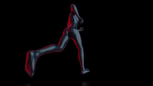 Basic Human Male Figure Running Low Angle Right Side View — Stock Video