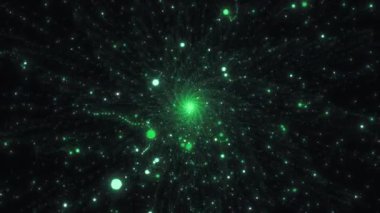 Arkaplanda bir sürü parçacık ve spiral desenli mikro evren - 4K Video