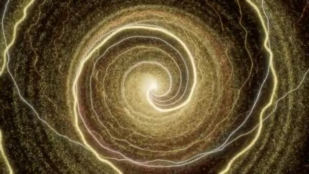 Bela Espiral Hipnotizante Ouro Partículas Brilho Dourado Movimento Espiral Vídeo — Vídeo de Stock