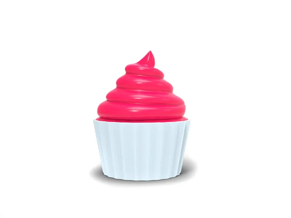 Deliziosa Crema Rosa Tazza Bianca Cupcake — Foto Stock