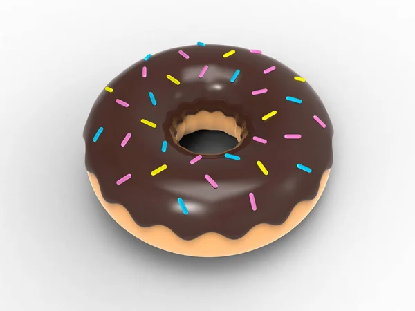 stock image Chocolate donut with colorful sprinkles on top