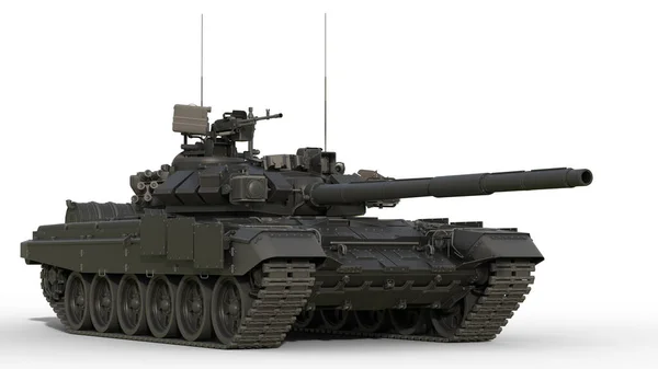 Tanque Militar Poderoso Cor Preta Cinza Escuro Visão Lateral Frontal — Fotografia de Stock