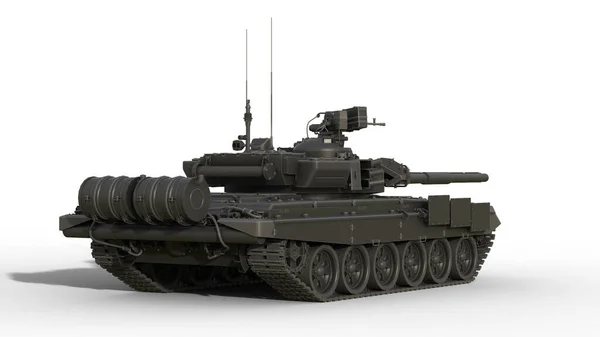 Tanque Militar Poderoso Cor Preta Cinza Escuro Visão Lateral Traseira — Fotografia de Stock