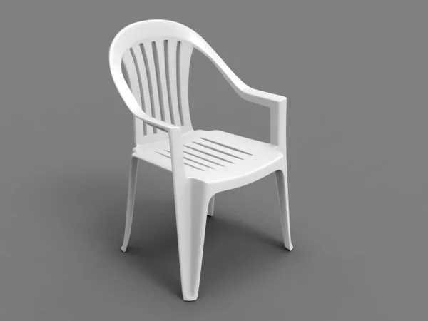 基本的な白いプラスチック製の芝生の椅子 トップダウンビュー — ストック写真