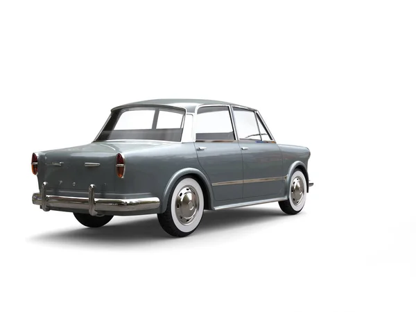 Slate Gray Small Compact Vintage Car Back View Isolated White — Stock Photo, Image