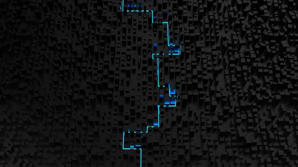 Вид Повітря Темний Абстрактний Міський Пейзаж Сяючим Блакитним Неоновим Світловим — стокове фото