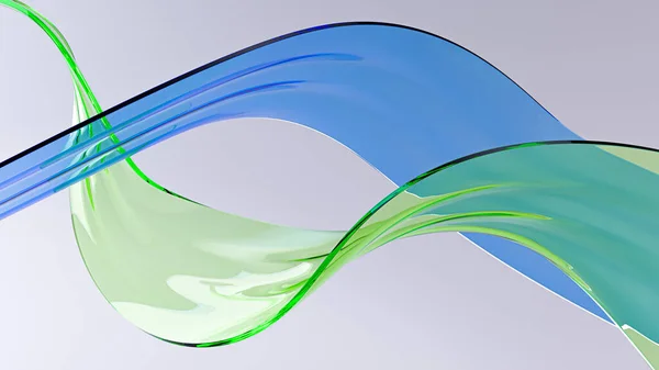 Абстрактні Зелено Сині Скляні Потокові Хвилі Яскравому Фоні — стокове фото