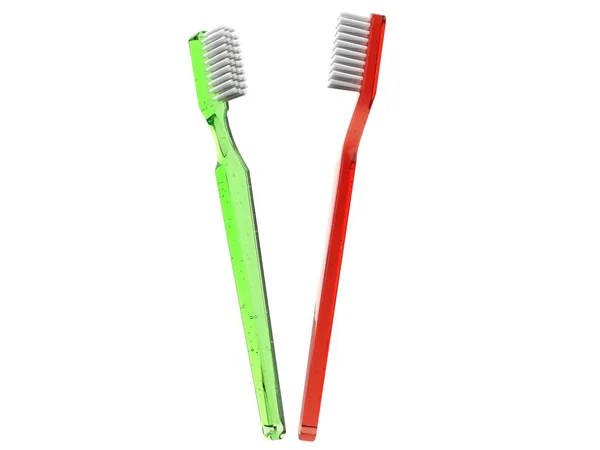 Brand New Red Green Toothbrushes — Stock Photo, Image