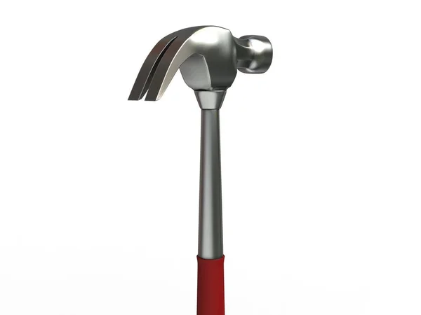 Stahlhammer Mit Rotem Gummigriff Hammerkopfrückseite Nahaufnahme Isoliert Auf Weißem Hintergrund — Stockfoto