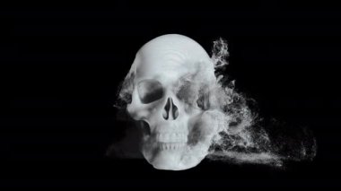 Kafatası duman ve parçacıklara ayrılır - 4K Dijital VFX elementi