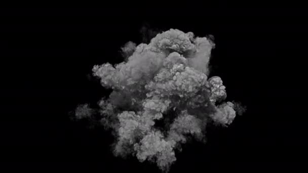Огромный Взрыв Дыма Альфа Маской Разрешении Цифровой Vfx Элемент — стоковое видео
