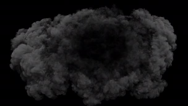 Huge Fire Blast Thick Smoke Shockwave Alpha Mask Pass Digital — Stock Video