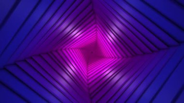 Soyut mavi spiral tünel, yukarı ve aşağı parlayan pembe ışık - 4K
