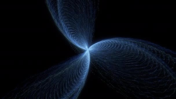 明るい電気青の三方向性空間効果スパイラル Pro Resでの抽象ビデオ背景 — ストック動画