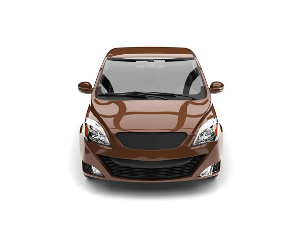 Leve Marrom Moderno Pequeno Carro Compacto Vista Frontal Lateral — Fotografia de Stock
