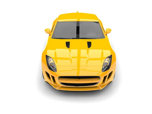 Elegantní Moderní Sportovní Luxusní Auto Světle Žluté Barvě Shora Dolů — Stock fotografie