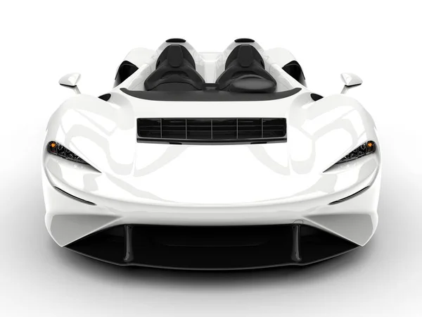 Λευκή Μοντέρνα Έννοια Πολυτέλεια Super Car Μετατρέψιμο Μπροστινή Όψη Closeup — Φωτογραφία Αρχείου