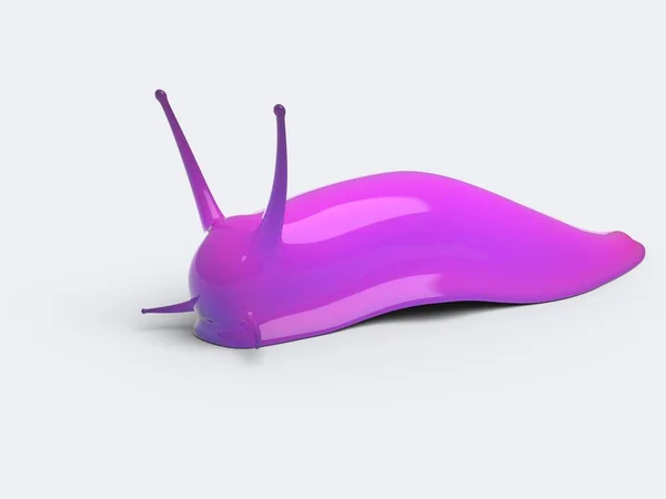 Glowing Purple Slug Light Background Side View — Stock Photo, Image