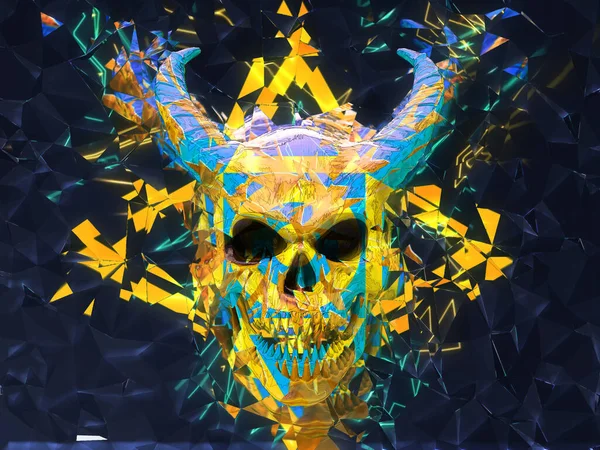 Colorful Demon Skull Broken Mirror — Stock Photo, Image