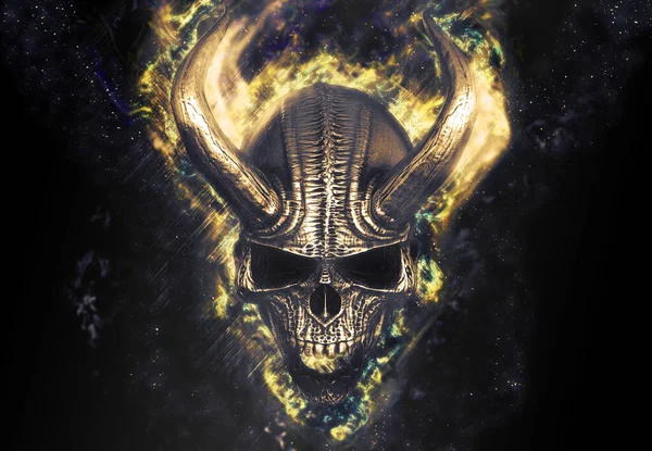 宇宙エネルギーにおける悪魔の頭蓋骨 — ストック写真