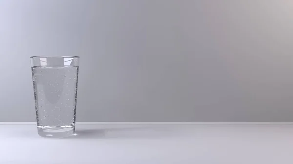Ποτήρι Καθαρού Κρύου Νερού Φυσαλίδες Ελαφρύ Φόντο — Φωτογραφία Αρχείου