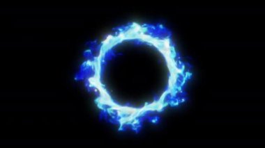 Sihirli ve mistik mavi geçit etrafında dönen parçacıklar